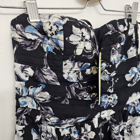 NWT Band of Gypsies Women’s Black Florals Strapless Sweetheart Jumpsuit Size M - Picture 3 of 9